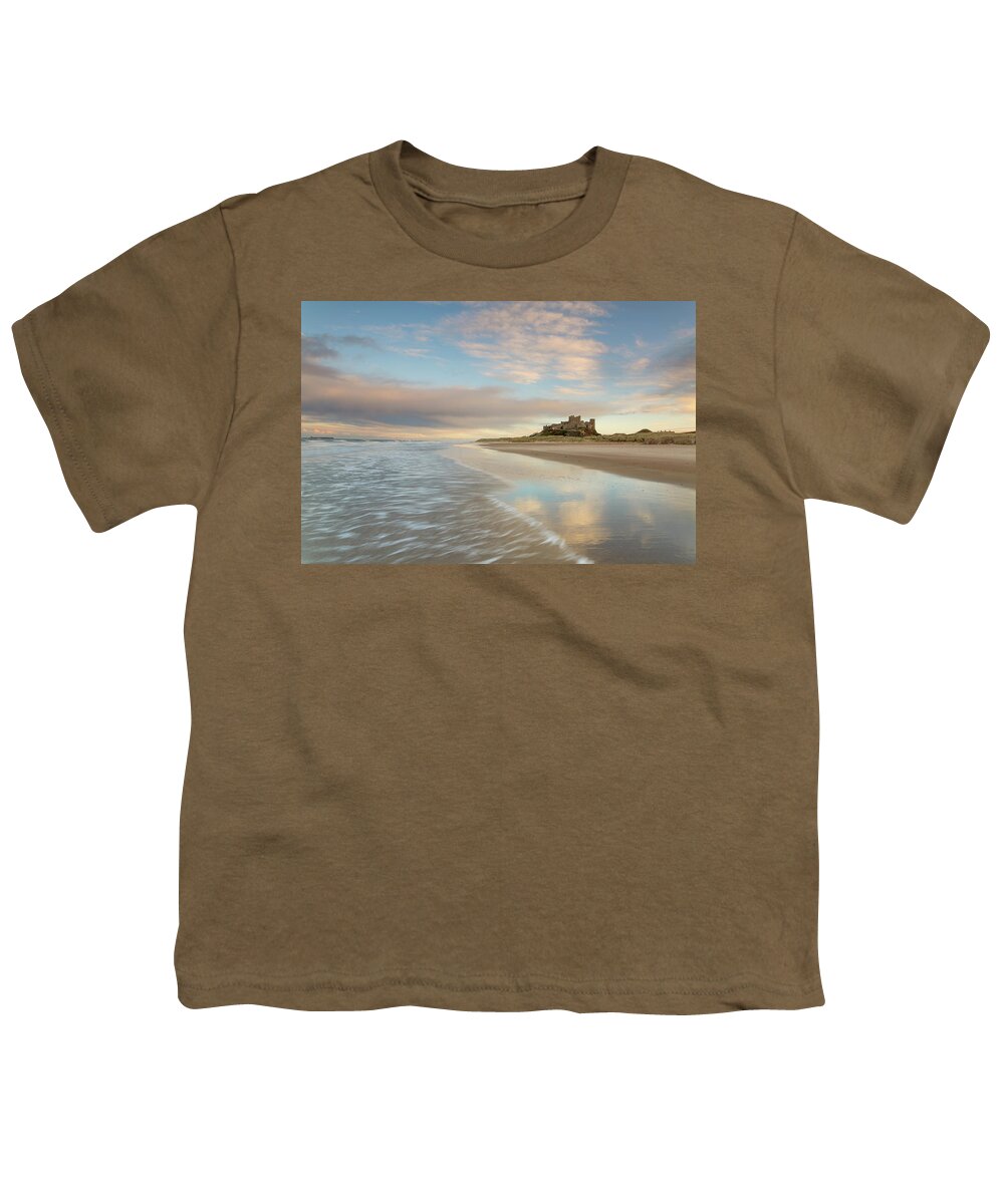 Bamburgh Youth T-Shirt featuring the photograph A lovely end - Bamburgh Beach and Castle by Anita Nicholson