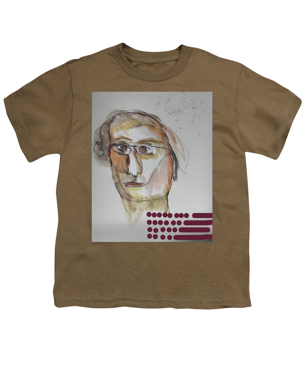 Abstract Youth T-Shirt featuring the painting Abstracted realism portrait 3122023 by Cathy Anderson