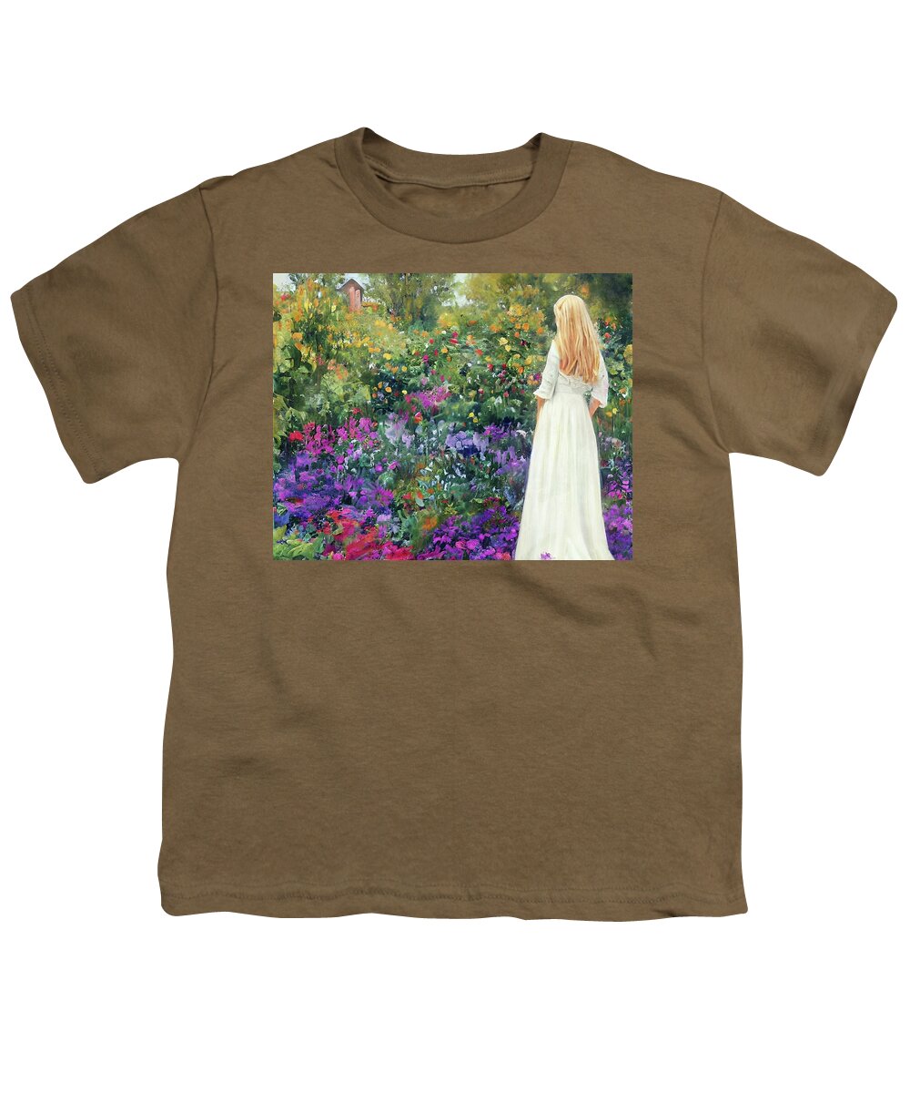 Garden Youth T-Shirt featuring the digital art Admiring The Garden by Ally White