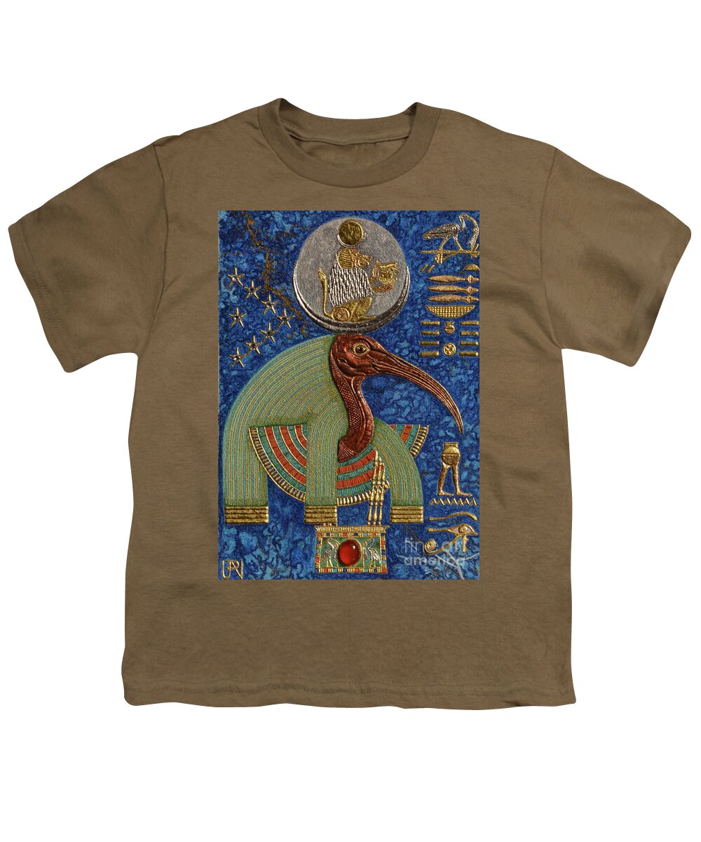 Ancient Youth T-Shirt featuring the mixed media Akem-Shield of Djehuty and the Souls of Khemennu by Ptahmassu Nofra-Uaa