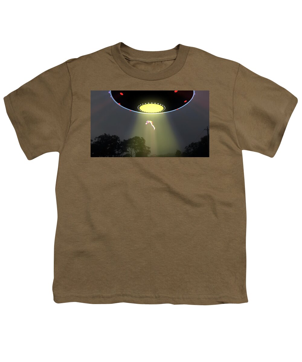 Ufo Youth T-Shirt featuring the digital art Alien Abduction Grey by Russell Kightley