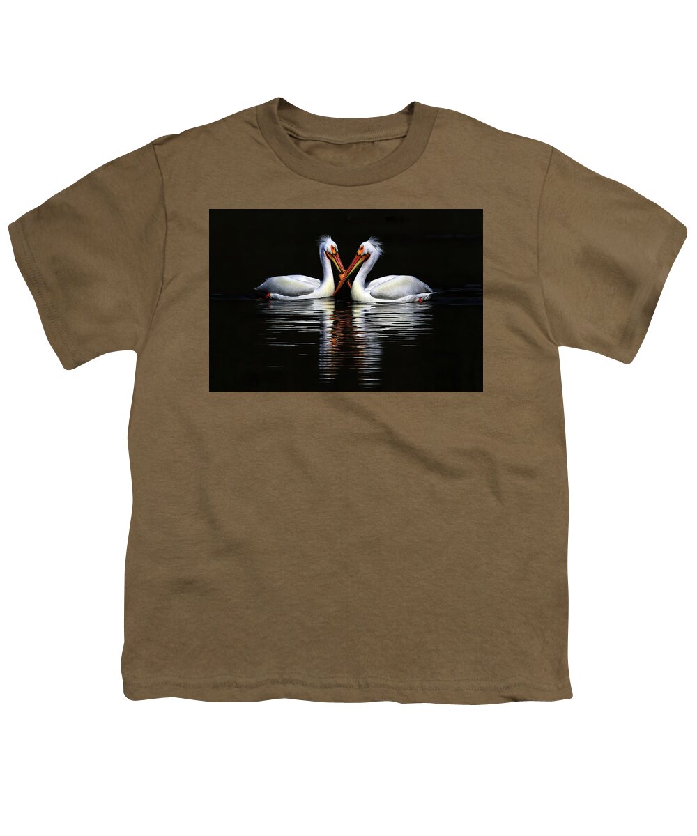 American White Pelican Youth T-Shirt featuring the photograph American White Pelicans by Shixing Wen