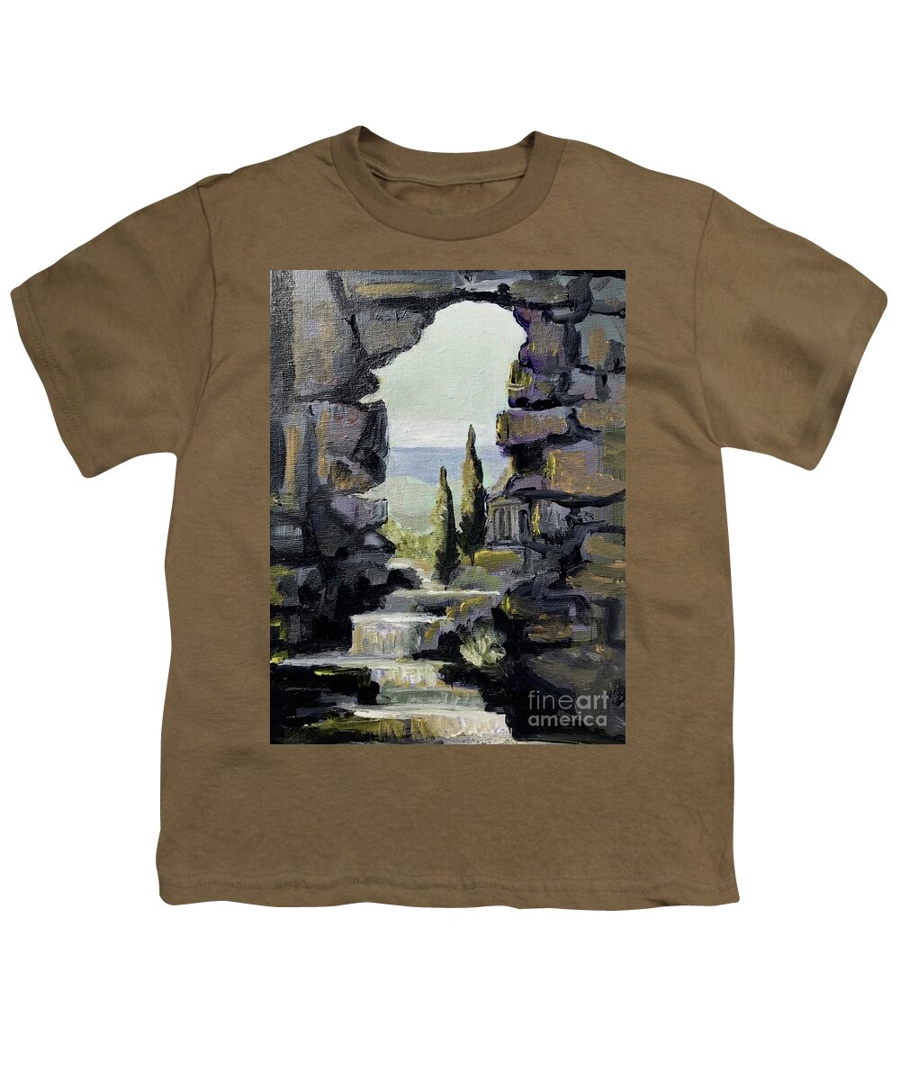 Landscape Youth T-Shirt featuring the painting Ancient Greece by Yvonne Ayoub