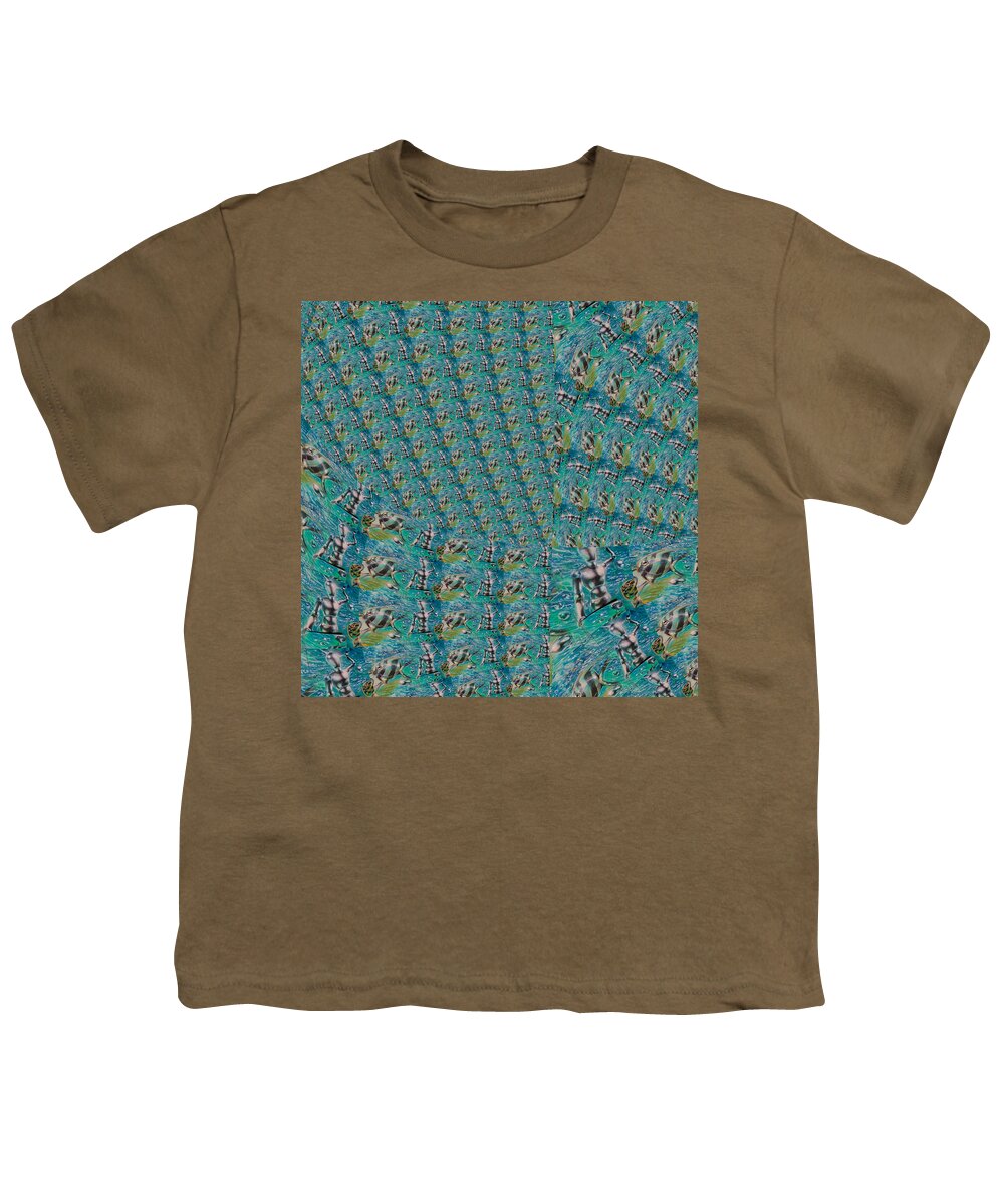 Oifii Youth T-Shirt featuring the digital art Android Fish Symphony by Stephane Poirier