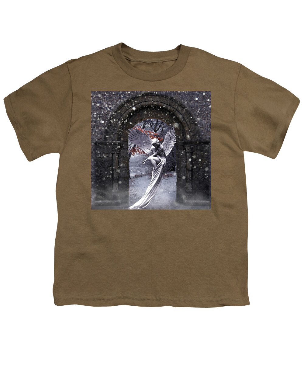Angel Youth T-Shirt featuring the photograph Angel in the Garden by Andrea Kollo