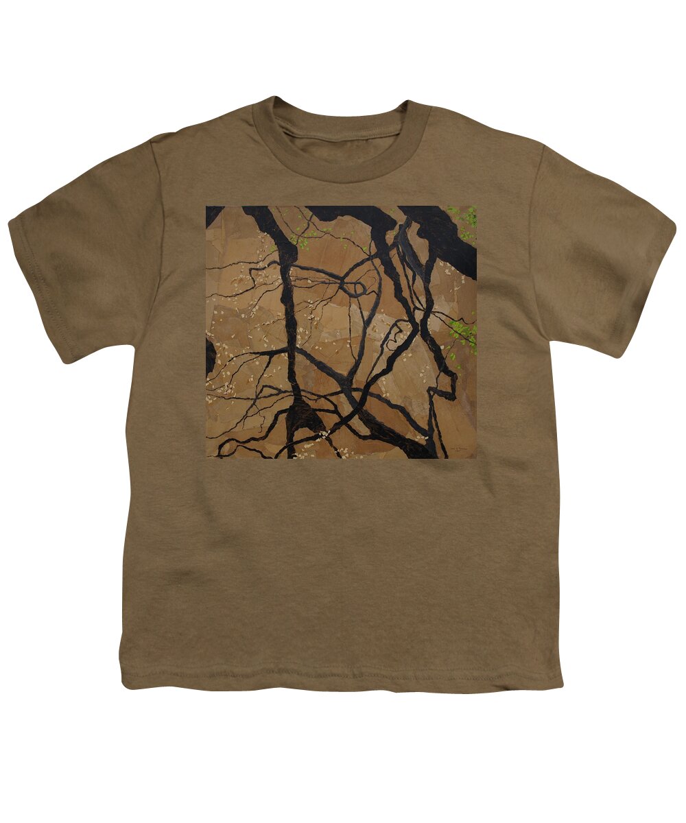Abstract Tree Branches Youth T-Shirt featuring the painting Arboretum Dancers by Leah Tomaino