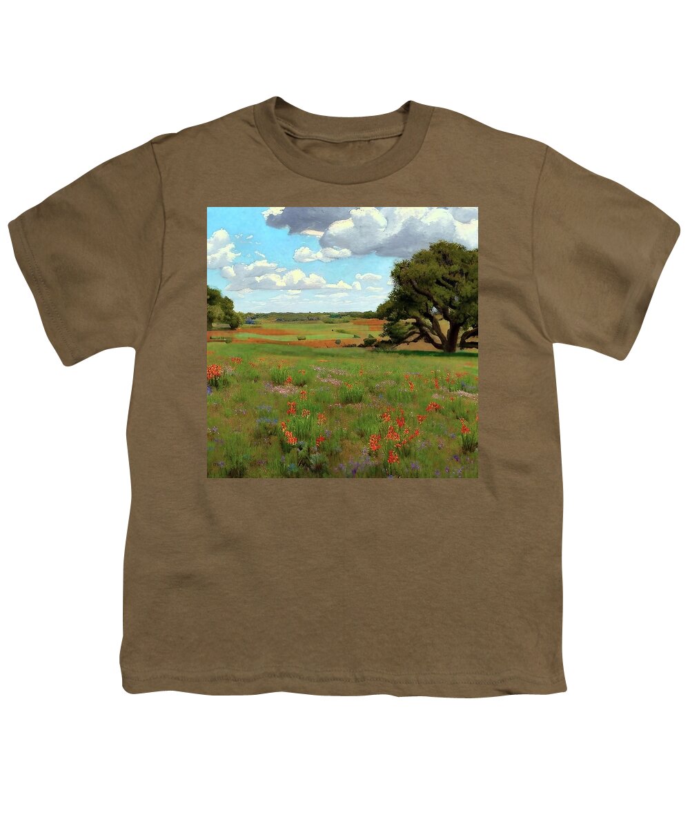 Landscape Youth T-Shirt featuring the digital art Brazos River Valley by Stacey Mayer