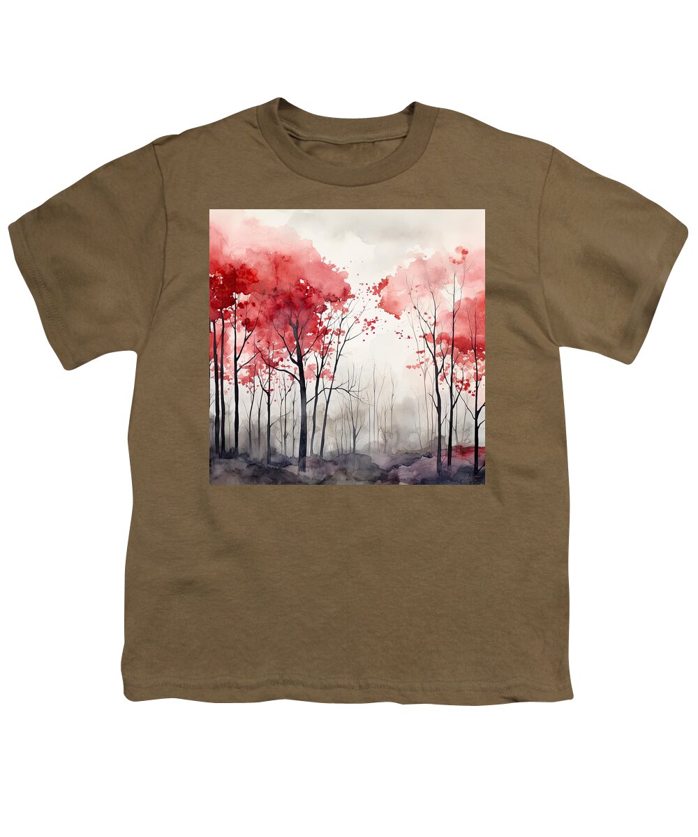 Red And Gray Youth T-Shirt featuring the photograph Autumn Paradise - Autumn Minimalist Art by Lourry Legarde
