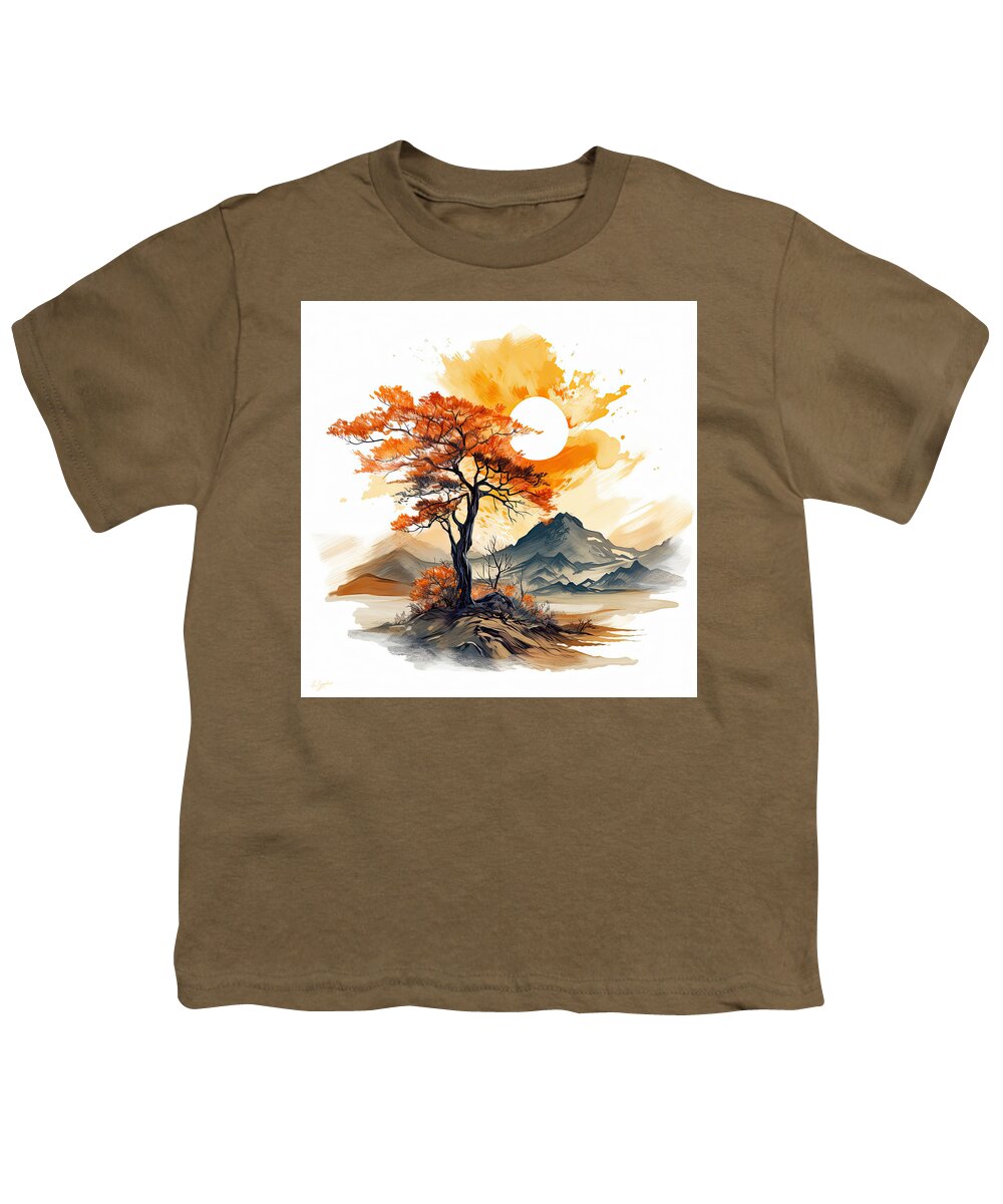 Four Seasons Youth T-Shirt featuring the digital art Autumn Passion by Lourry Legarde