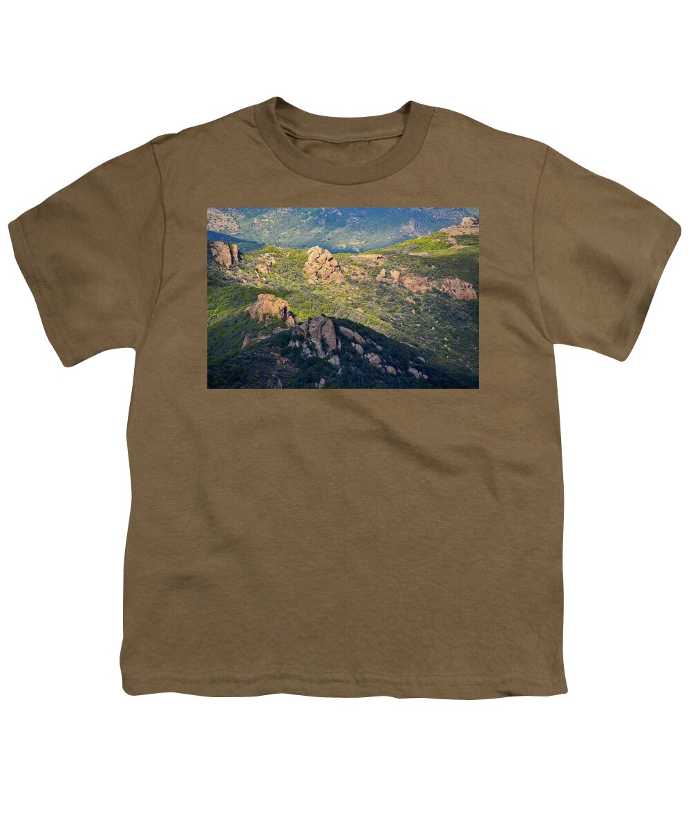 California Youth T-Shirt featuring the photograph Backbone Trail Shadows by Kyle Hanson