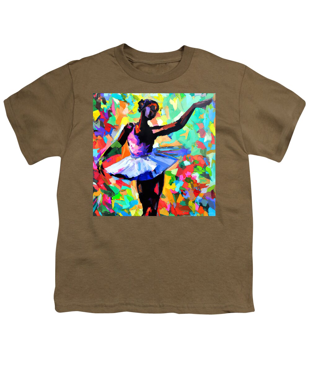Woman Youth T-Shirt featuring the painting Ballerina dancing on stage, 04 by AM FineArtPrints