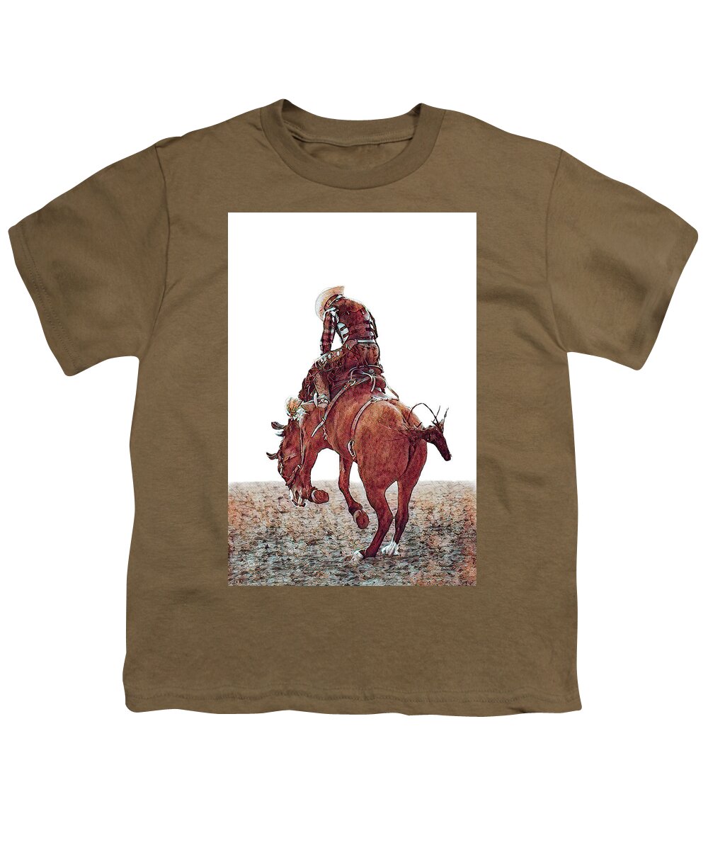2010 Youth T-Shirt featuring the digital art Bareback Rider - 6 c by Bruce Bonnett