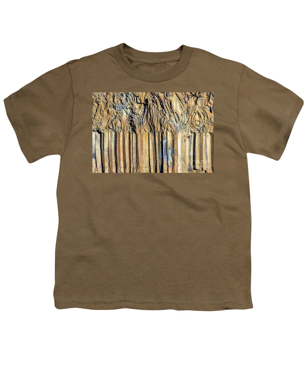 Abstract Youth T-Shirt featuring the photograph Basalt columns at Aldeyjarfoss waterfall, Iceland. The columns w by Jane Rix