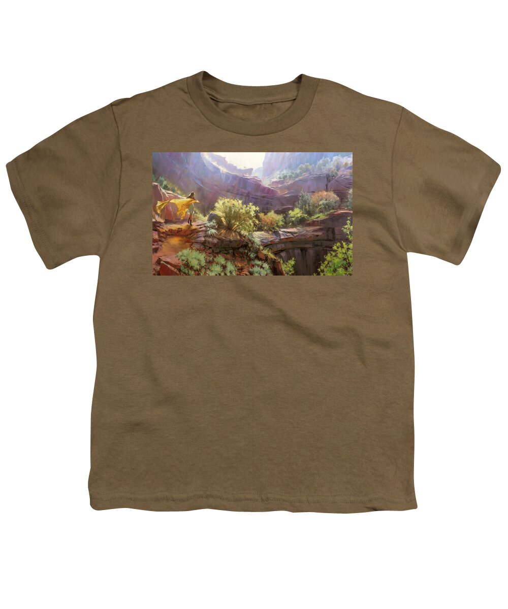 Landscape Youth T-Shirt featuring the painting Beauty and the Abyss by Steve Henderson