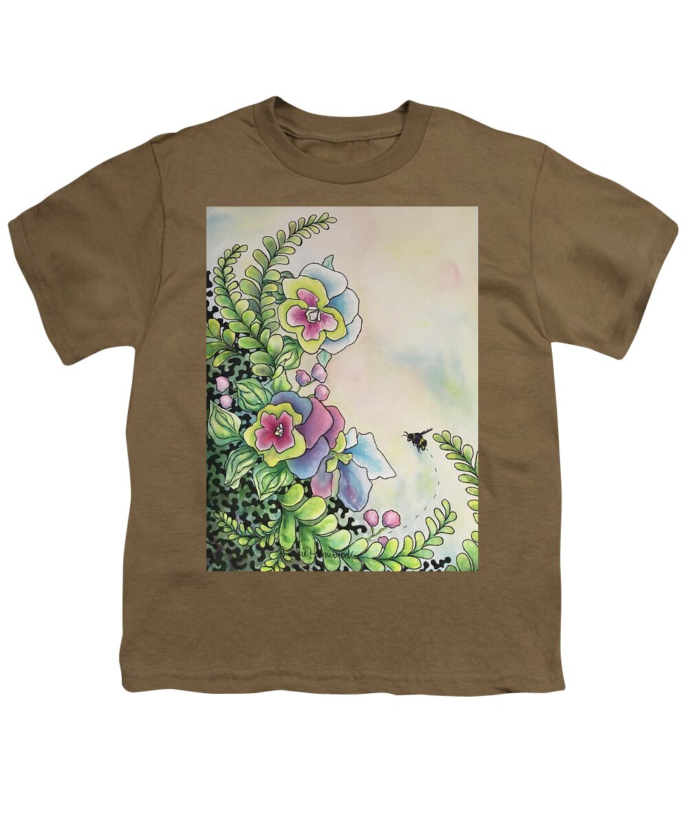 Bee Youth T-Shirt featuring the painting Bee happy by Debbie Hornibrook