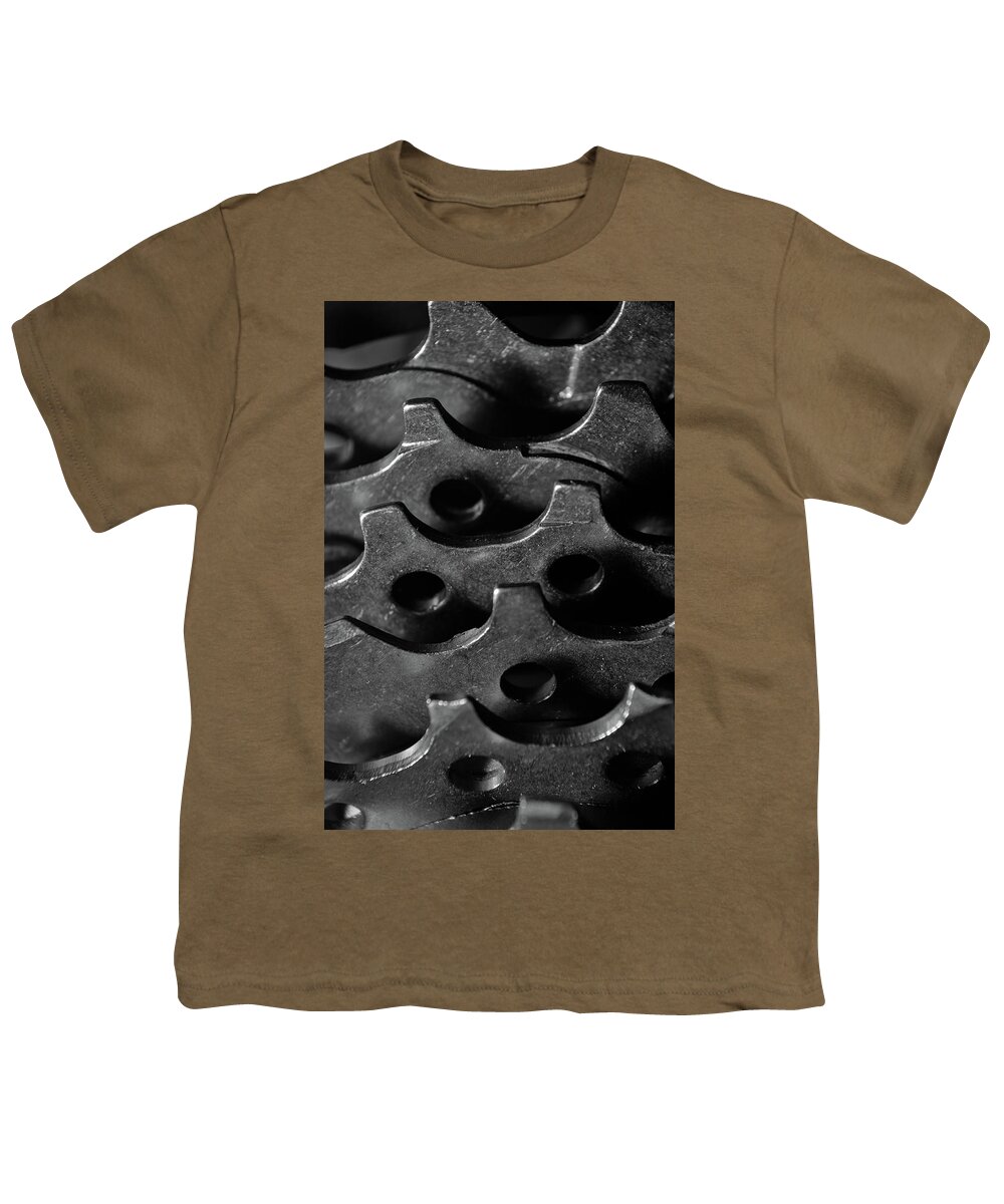 Cycling Youth T-Shirt featuring the photograph Bicycle Gears in Monochrome by Angelo DeVal