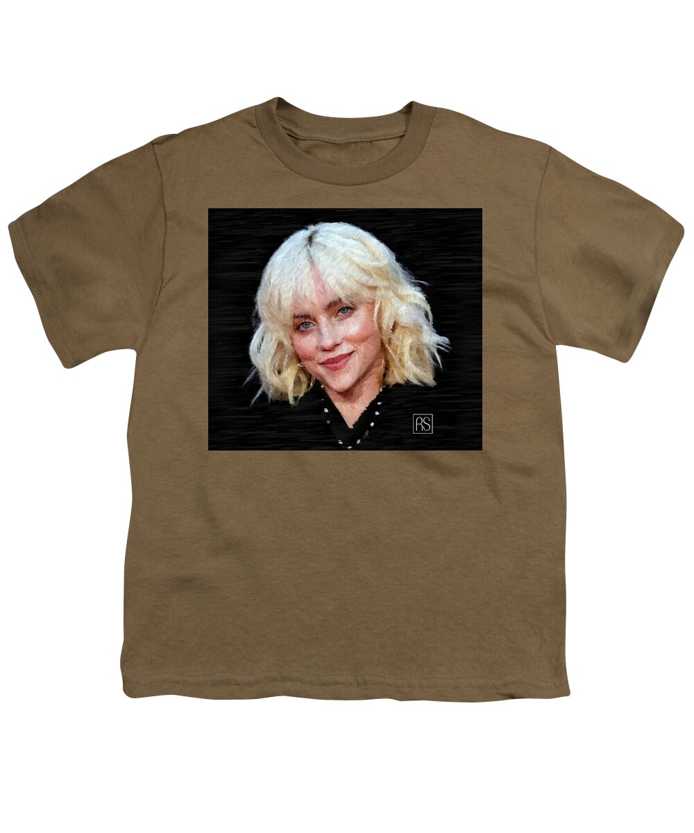Portraits Youth T-Shirt featuring the painting Billie Eilish - Singer by Rafael Salazar