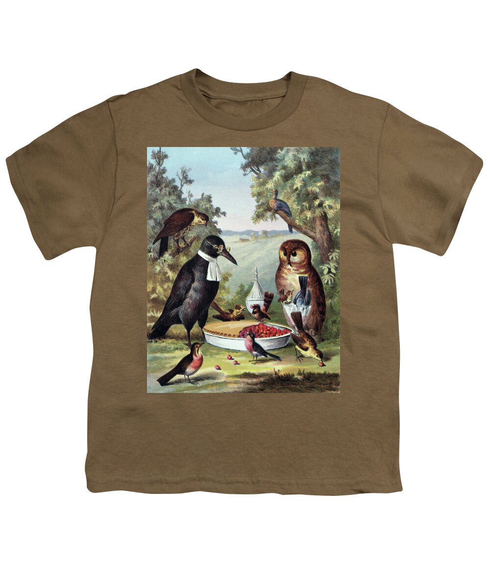 Birds Youth T-Shirt featuring the painting Birds in Picnic by Long Shot