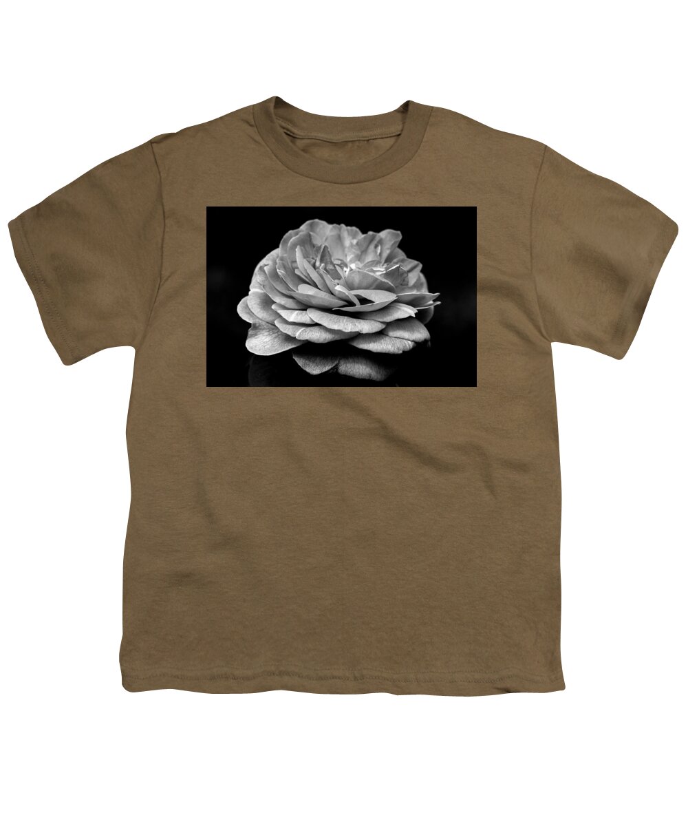 Black And White Youth T-Shirt featuring the photograph Black and White Rose by Carrie Hannigan