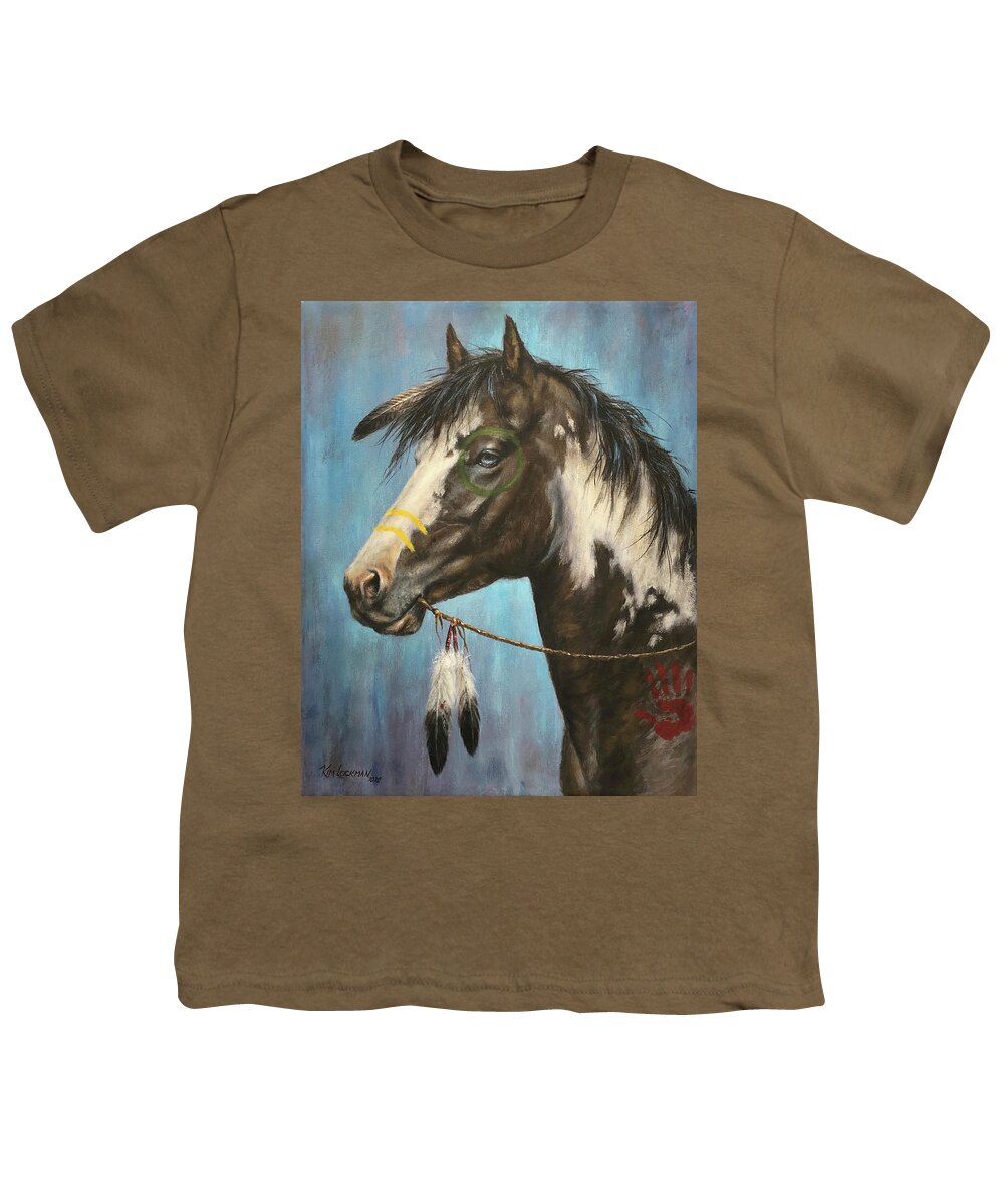 Horse Youth T-Shirt featuring the painting Blue Eyes by Kim Lockman