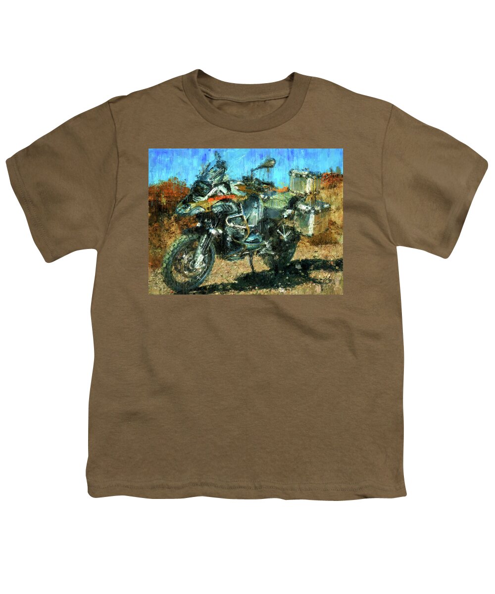 Motorcycle Youth T-Shirt featuring the painting BMW R1200 GS ADVENTURE by Vart by Vart