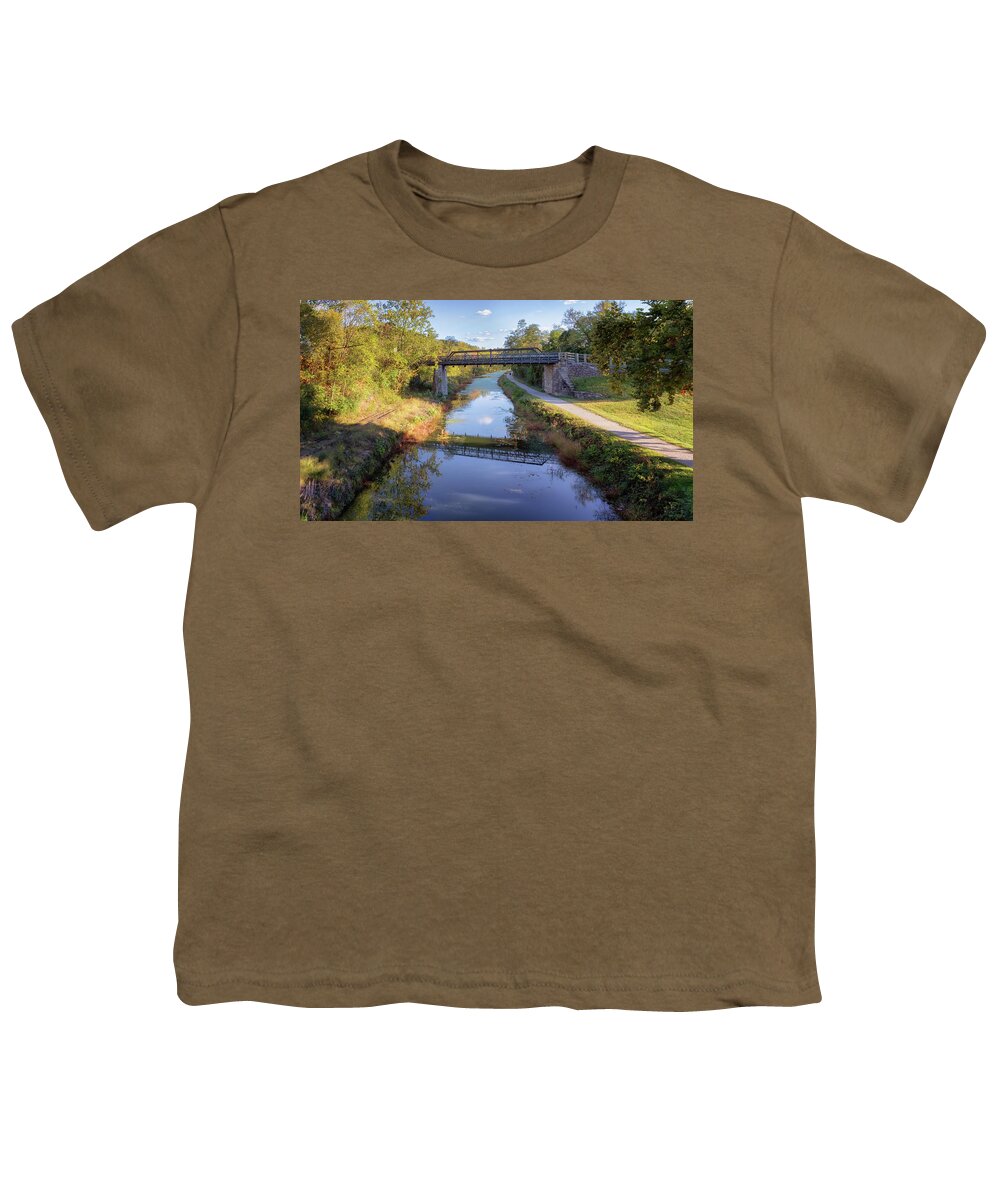 Bollman Truss Bridge Youth T-Shirt featuring the photograph Bollman Iron Truss Bridge - Williamsport by Susan Rissi Tregoning