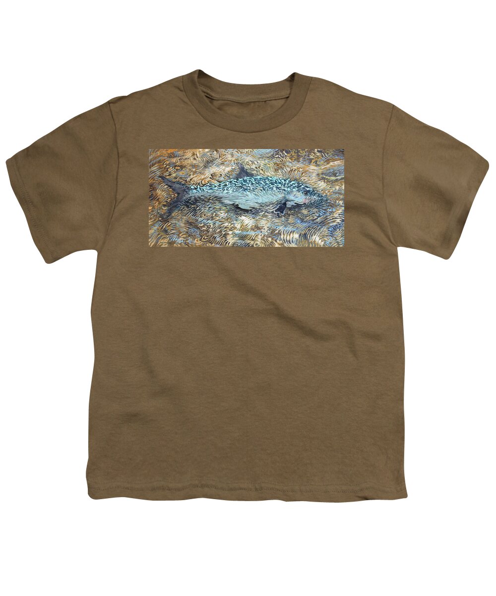 Bonefish Youth T-Shirt featuring the painting Bone Fish in shallows by Guy Crittenden