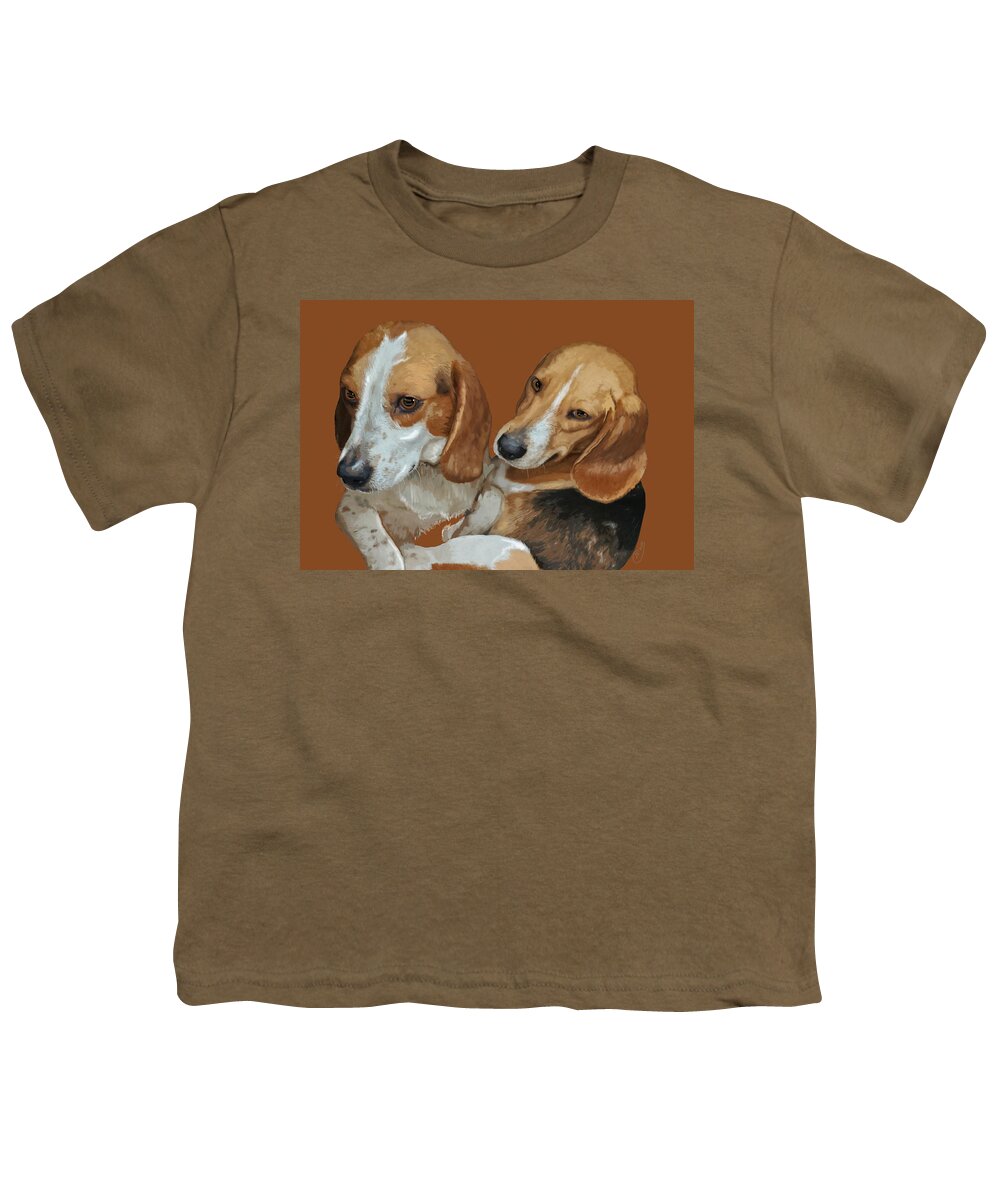 Animal Youth T-Shirt featuring the mixed media Bonnie and Clyde by Judy Cuddehe