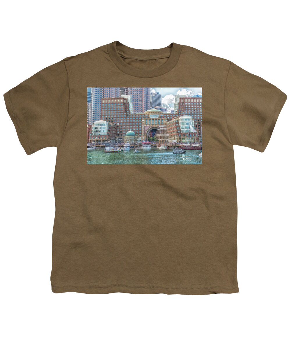 Boston Harbor Youth T-Shirt featuring the photograph Boston Harbor by Linda Constant