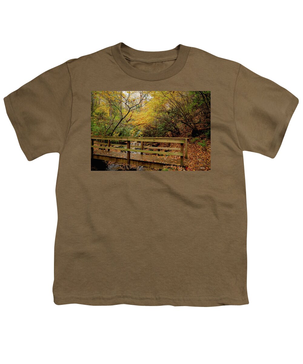 Nature Youth T-Shirt featuring the photograph Bridge Surrounded by Fall Foliage by Cindy Robinson