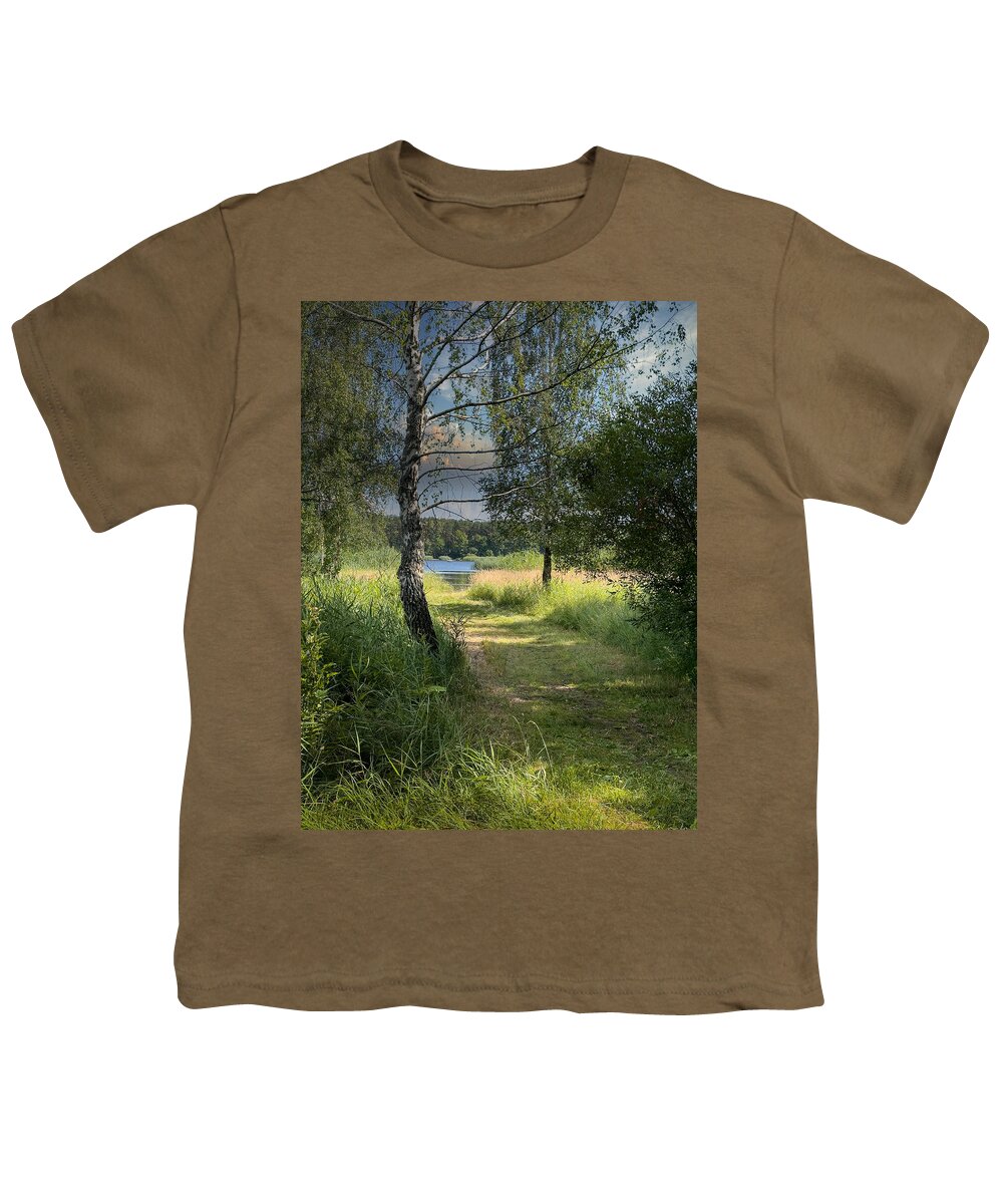 Photography Youth T-Shirt featuring the photograph Bucolic Loveliness By The Riverside Latvia by Aleksandrs Drozdovs