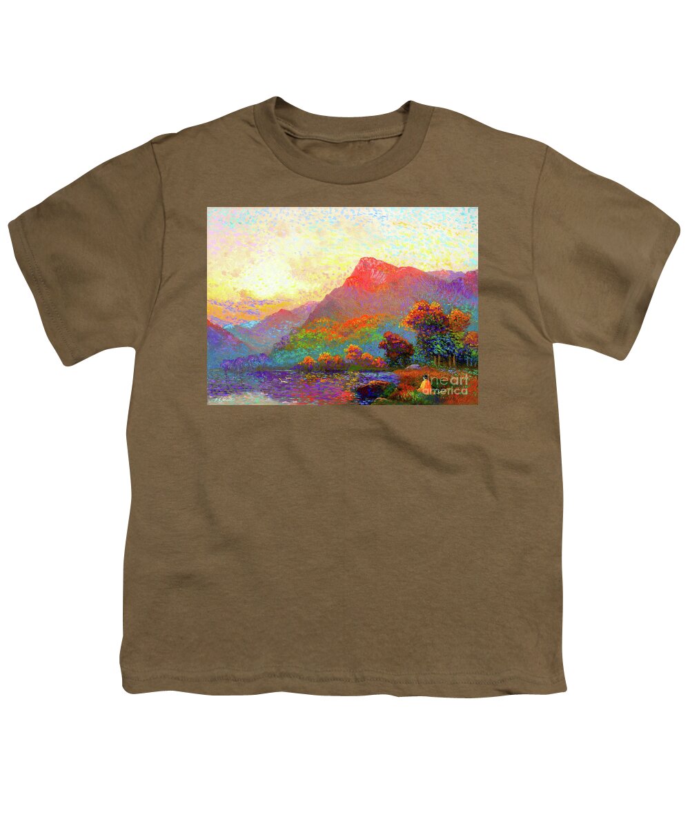 Meditation Youth T-Shirt featuring the painting Buddha Meditation, Divine Light by Jane Small