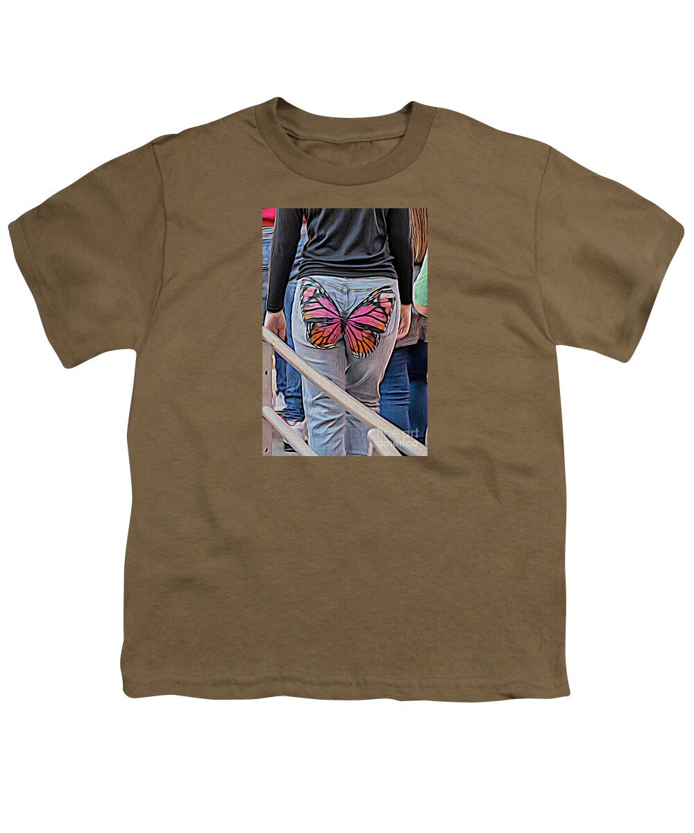 Savannah Youth T-Shirt featuring the mixed media Butterfly Derriere by DB Hayes