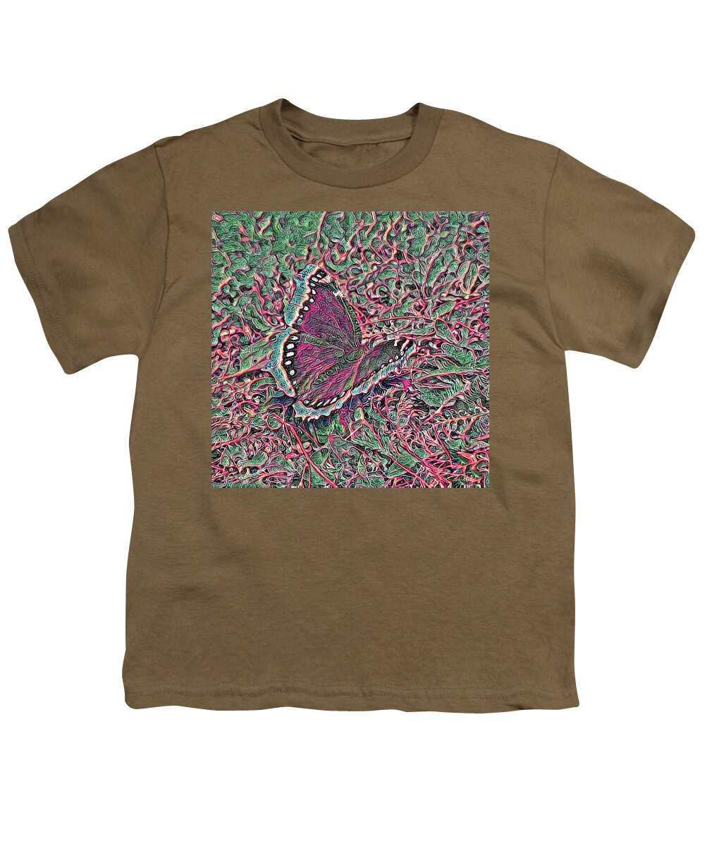 Butterfly Youth T-Shirt featuring the digital art Butterfly Pause by Elaine Berger