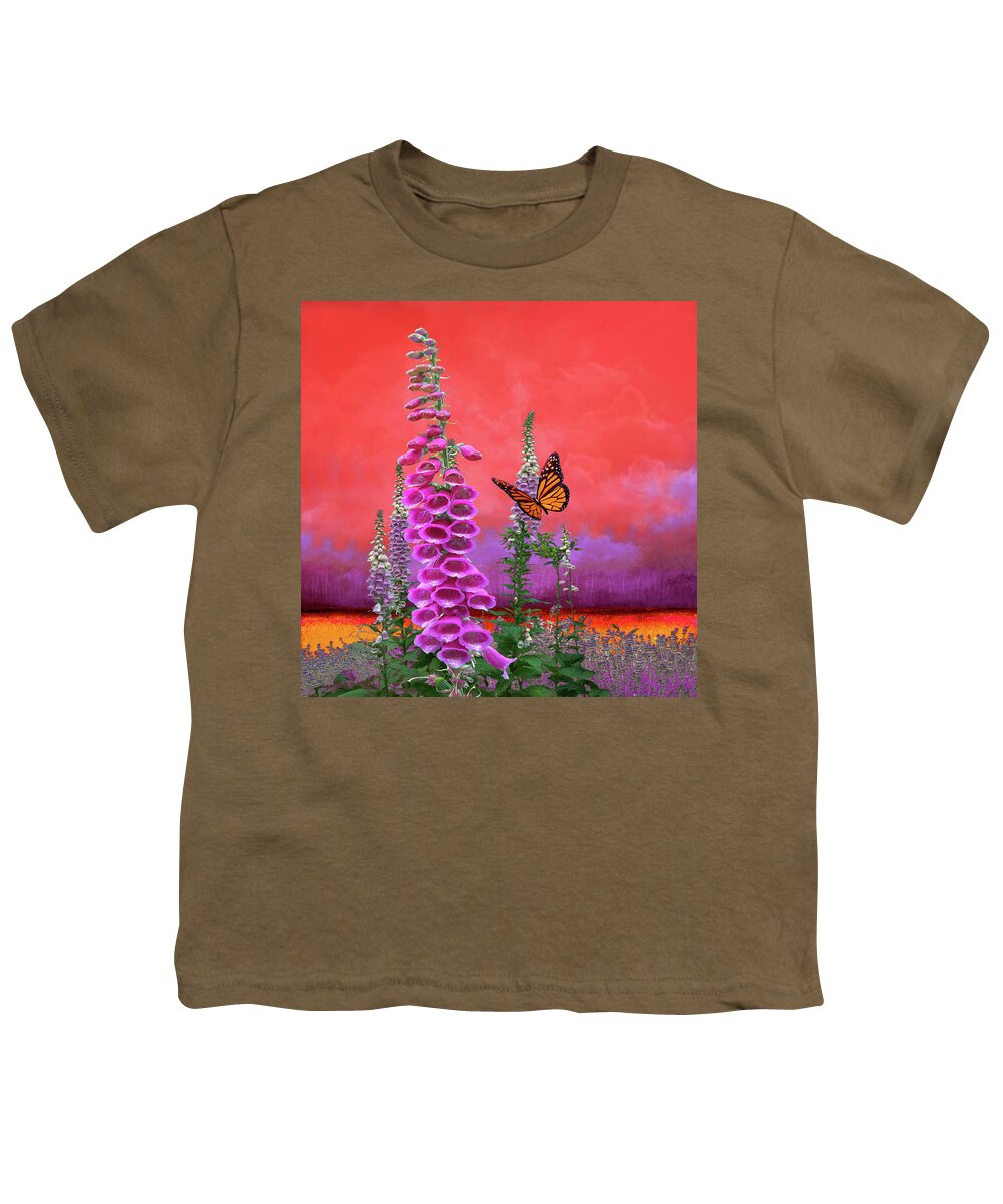 Flowers Youth T-Shirt featuring the photograph Butterfly With Foxglove by Jeff Burgess