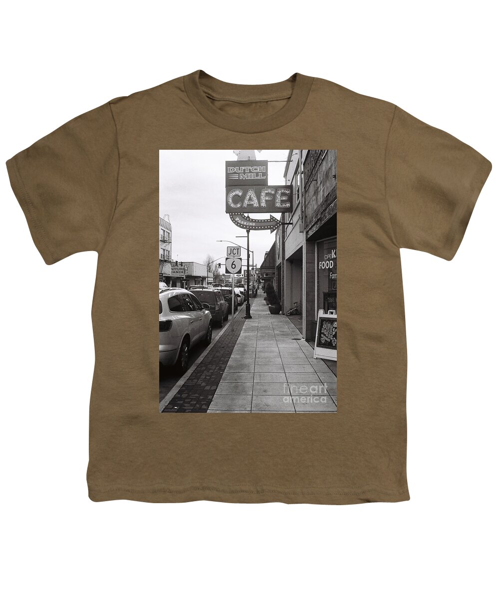 Street Photography Youth T-Shirt featuring the photograph Cafe in Quiet Town by Chriss Pagani