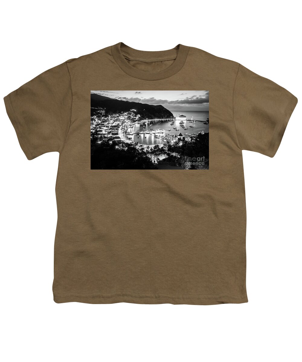 2015 Youth T-Shirt featuring the photograph Catalina Island at Night Black and White Photo by Paul Velgos