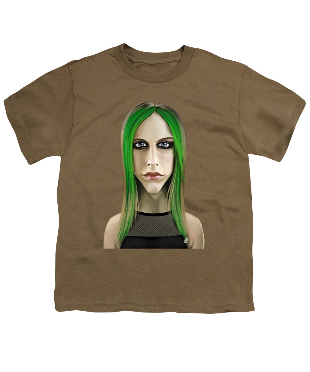 Illustration Youth T-Shirt featuring the digital art Celebrity Sunday - Avril Lavigne by Rob Snow