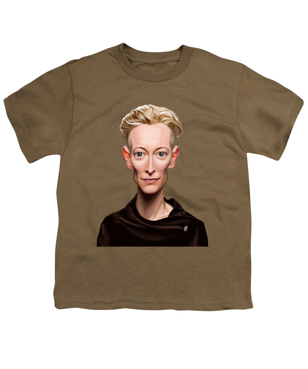 Illustration Youth T-Shirt featuring the digital art Celebrity Sunday - Tilda Swinton by Rob Snow