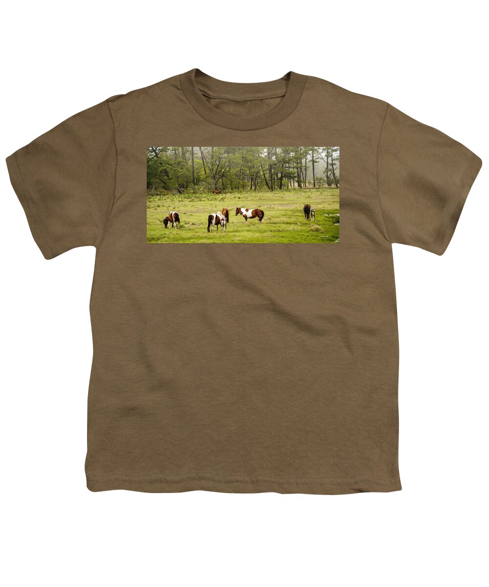 Chincoteague Youth T-Shirt featuring the photograph Chincoteague Pony Herd by Dale R Carlson