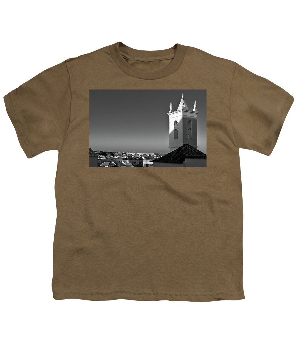 Travel Photography Youth T-Shirt featuring the photograph Church bell tower and city by Angelo DeVal