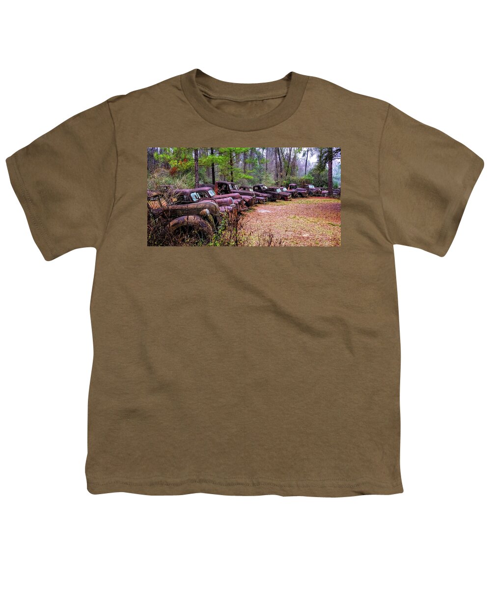  Yard Animals Youth T-Shirt featuring the photograph Circle Of Fords by Tom Singleton