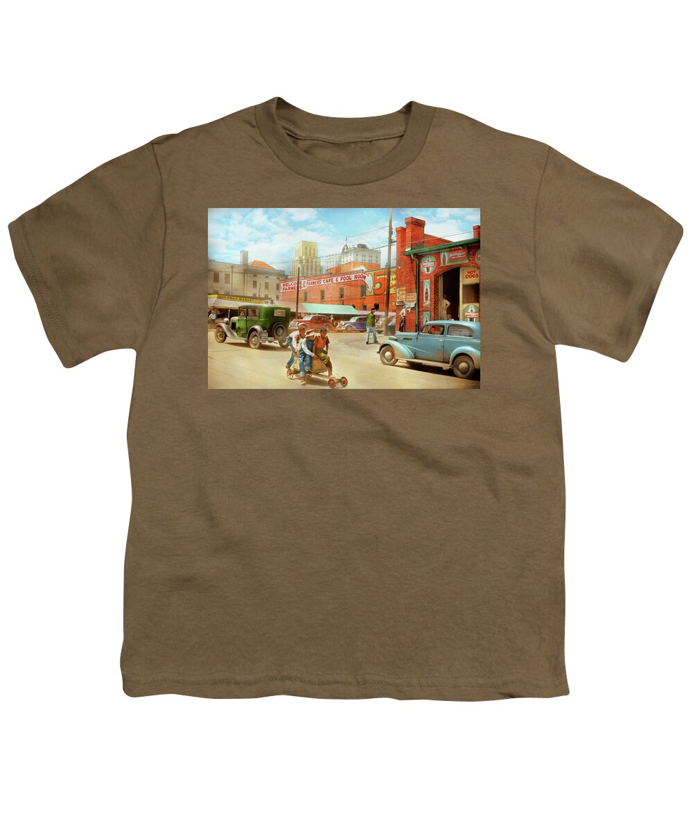 Durham Youth T-Shirt featuring the photograph City - Durham, NC - Kids will be kids 1940 by Mike Savad