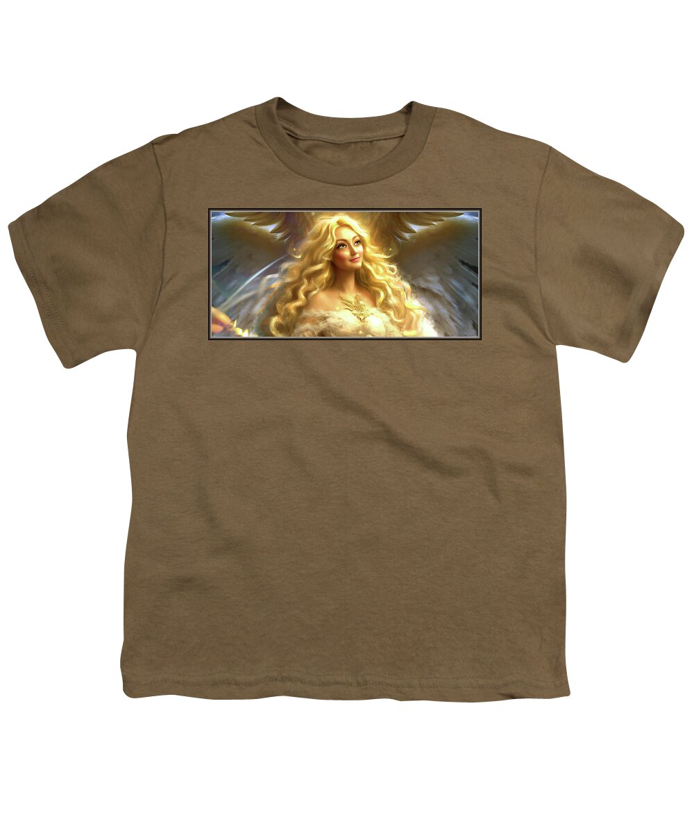 Healer Youth T-Shirt featuring the digital art Claria the Guardian Angel by Shawn Dall