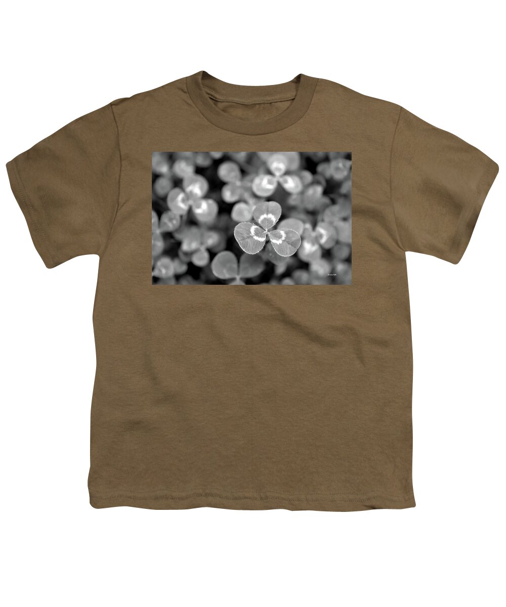 Clover Youth T-Shirt featuring the photograph Clover Black and White by Christina Rollo