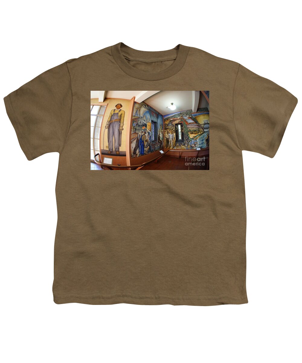 Coit Tower Murals Youth T-Shirt featuring the photograph Coit Tower Murals - 2 by Tony Lee