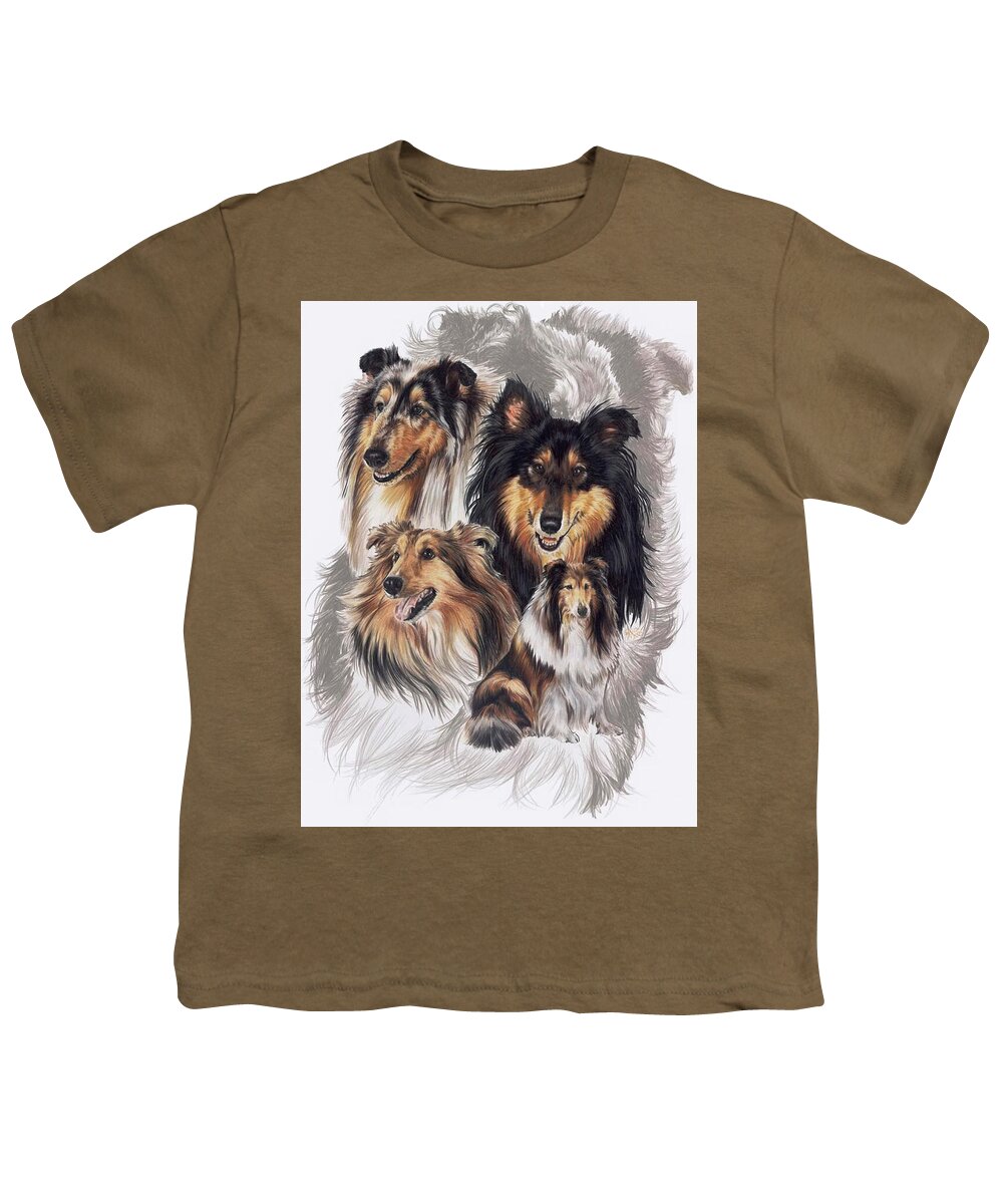 Purebred Youth T-Shirt featuring the mixed media Collie Revamp by Barbara Keith