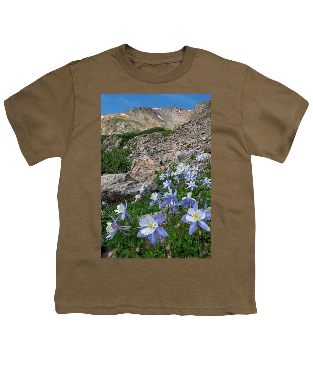 Colorado Youth T-Shirt featuring the photograph Colorado Columbine in the Alpine by Cascade Colors