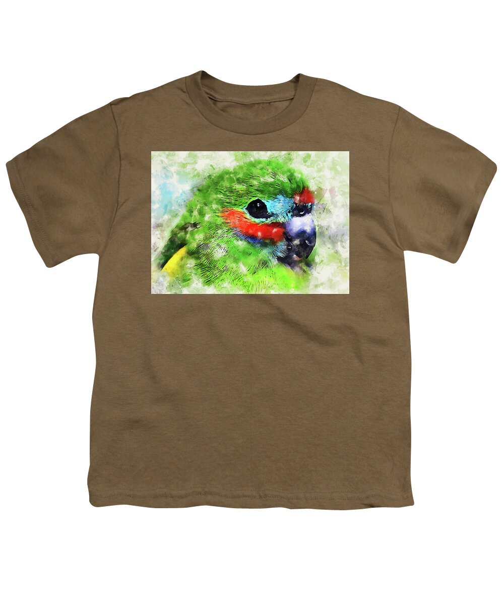 Exotic Bird Youth T-Shirt featuring the painting Colorful Parrot - 22 by AM FineArtPrints