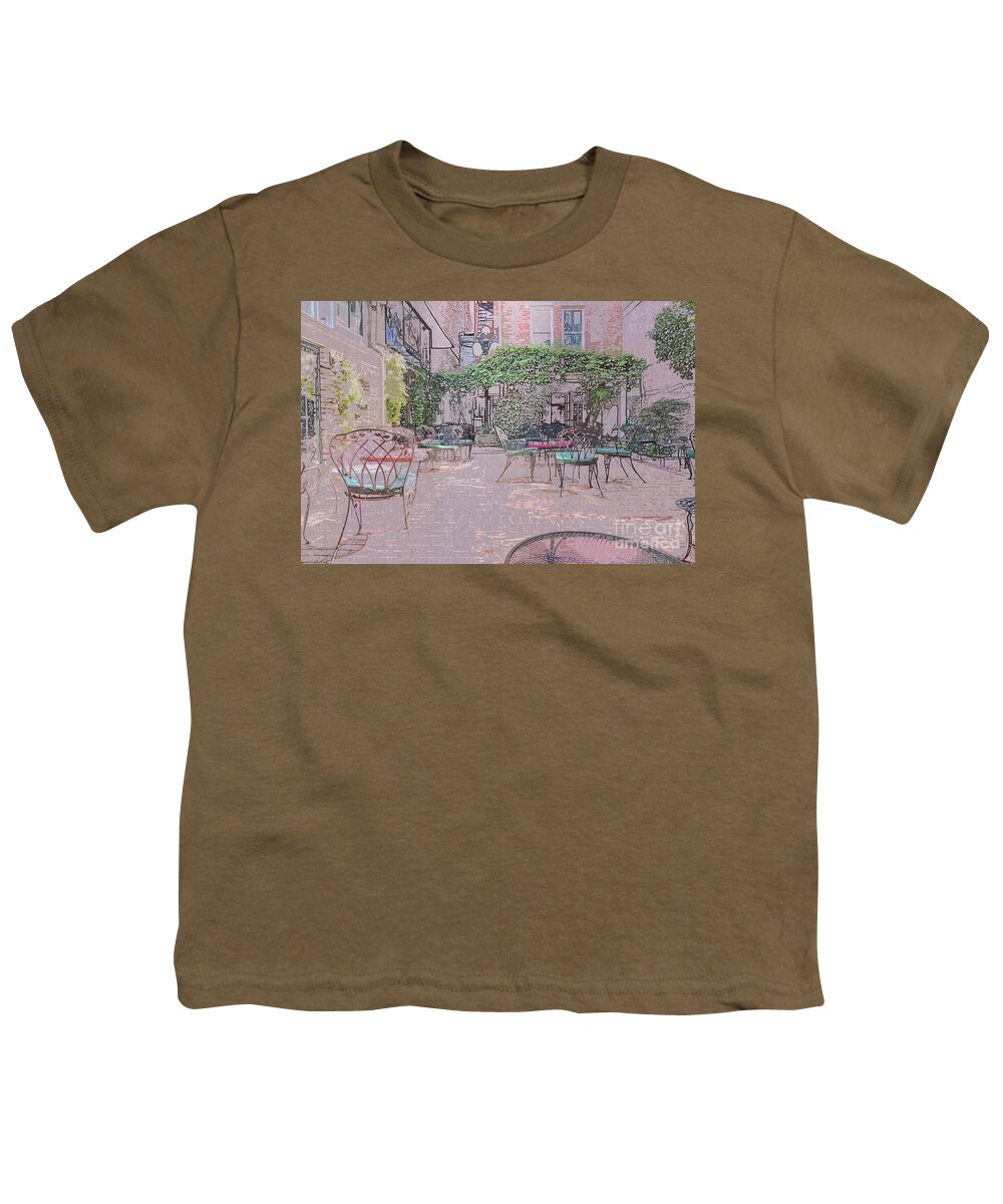 Courtyard Youth T-Shirt featuring the digital art Cozy Courtyard by Bentley Davis